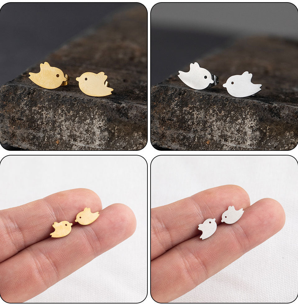 cartoon style plating stainless steel no inlaid earrings ear studs