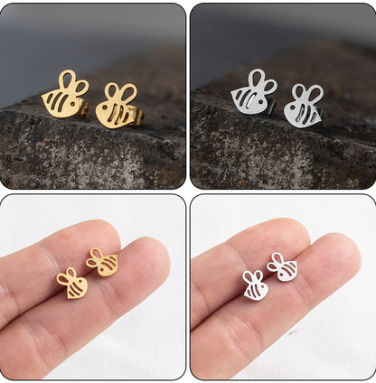 cartoon style plating stainless steel no inlaid earrings ear studs