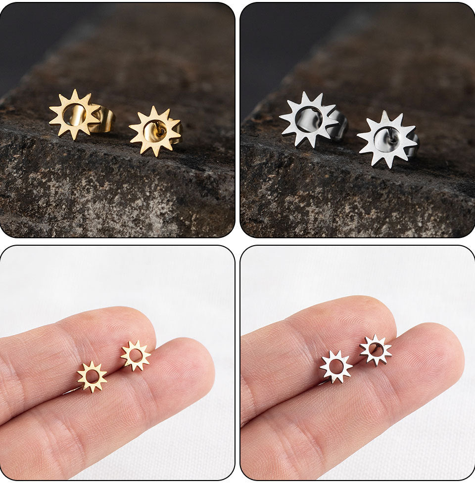 1 Pair Hip-Hop Triangle Star Heart Shape Stainless Steel Ear Studs