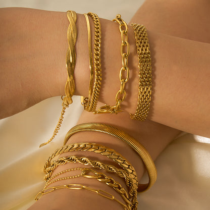 Modern Style Geometric 201 Stainless Steel 18K Gold Plated Bracelets In Bulk