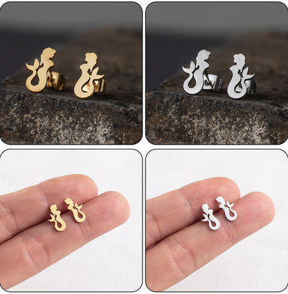 cartoon style plating stainless steel no inlaid earrings ear studs