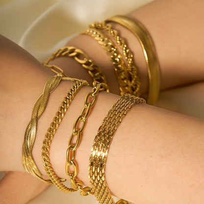 Modern Style Geometric 201 Stainless Steel 18K Gold Plated Bracelets In Bulk