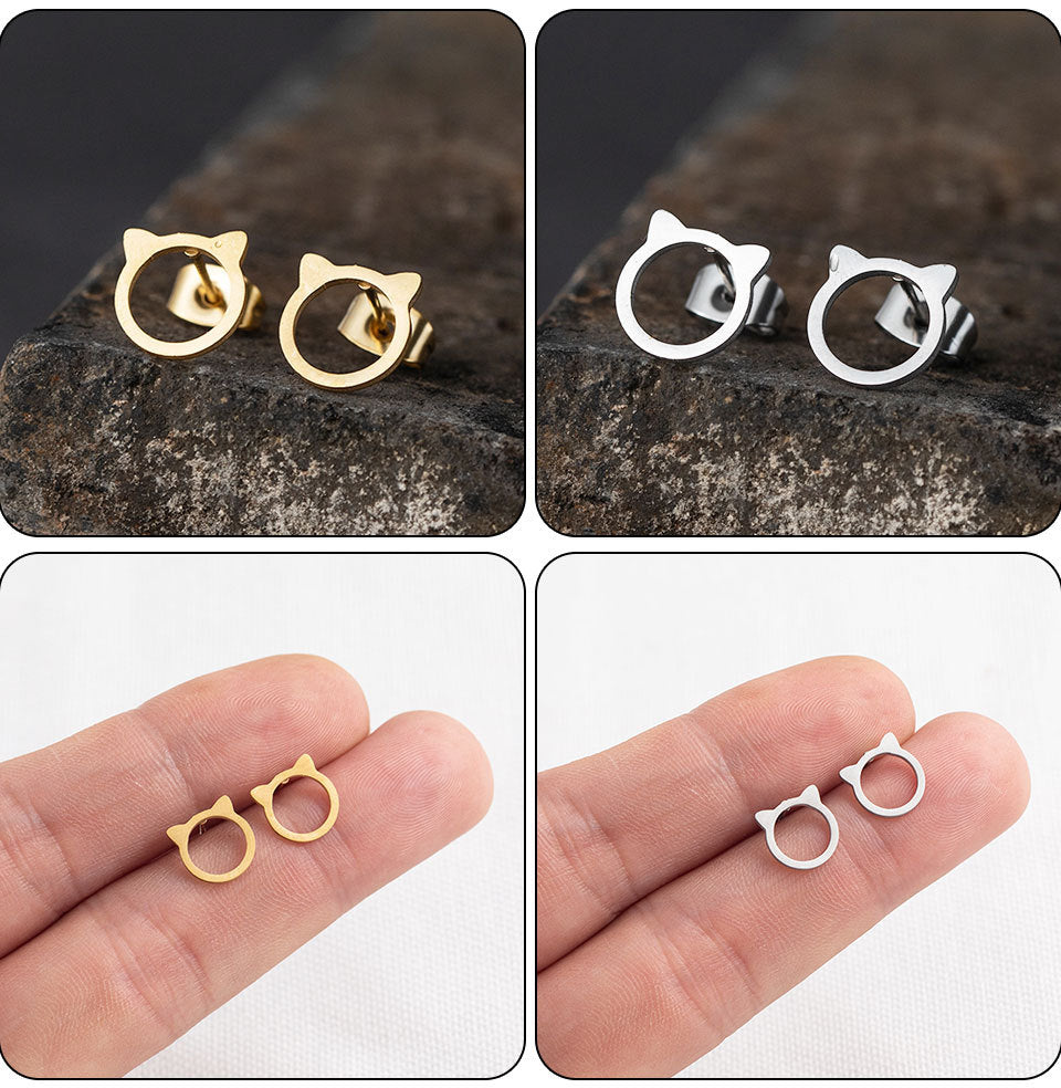 cartoon style plating stainless steel no inlaid earrings ear studs