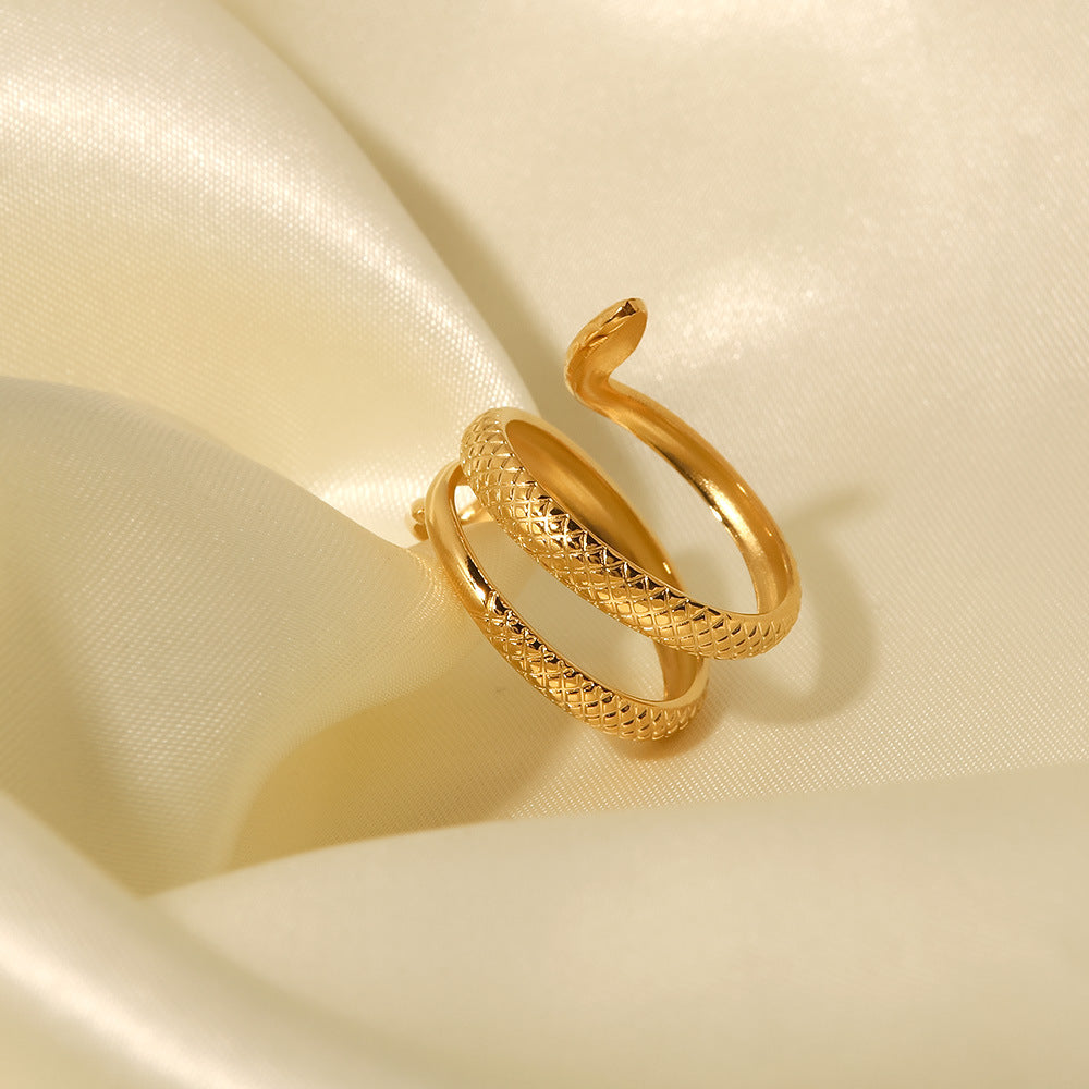 Jewelry Fashion Snake 304 Stainless Steel 18K Gold Plated Plating Open Ring