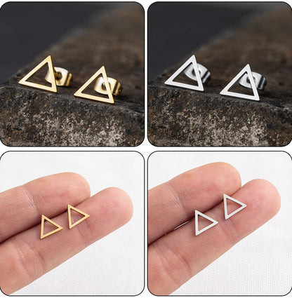 1 Pair Hip-Hop Triangle Star Heart Shape Stainless Steel Ear Studs