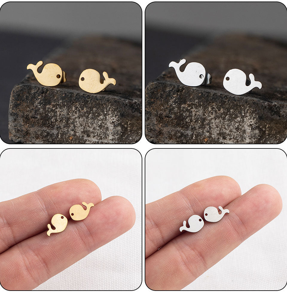 cartoon style plating stainless steel no inlaid earrings ear studs