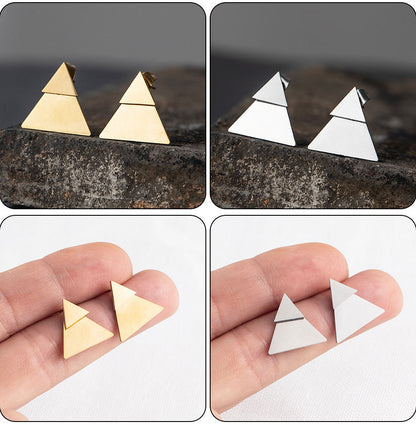 1 Pair Hip-Hop Triangle Star Heart Shape Stainless Steel Ear Studs