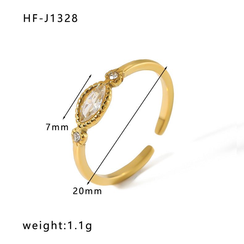 Stainless Steel 18K Gold Plated Vintage Style Plating Geometric Heart Shape Open Ring