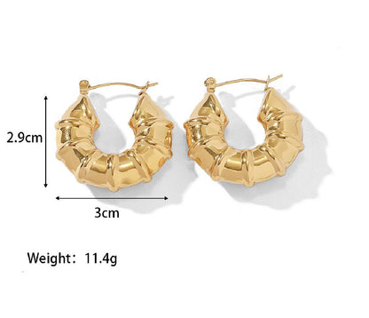 1 Pair Fashion Solid Color Plating 304 Stainless Steel 18K Gold Plated Earrings