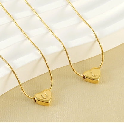 elegant letter heart shape stainless steel titanium steel necklace