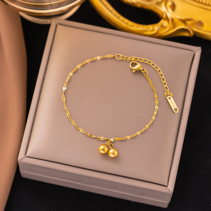 Streetwear Heart Shape Grain 304 Stainless Steel 18K Gold Plated Acrylic Artificial Rhinestones Plastic Bracelets In Bulk