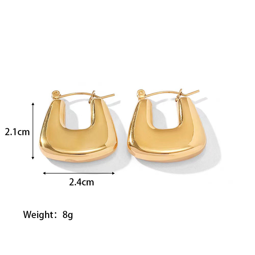 1 Pair Fashion Solid Color Plating 304 Stainless Steel 18K Gold Plated Earrings