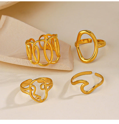 Streetwear Geometric Stainless Steel Plating Open Rings