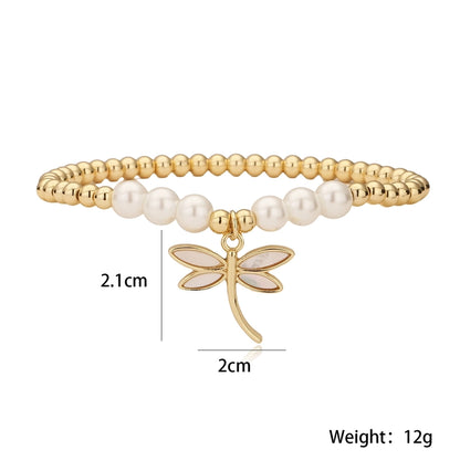 Jewelry Simple Style Commute Dragonfly Butterfly Imitation Pearl Copper Bracelets