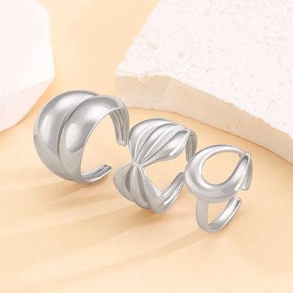 Jewelry Simple Style Solid Color Titanium Steel No Inlay 18K Gold Plated Plating Rings