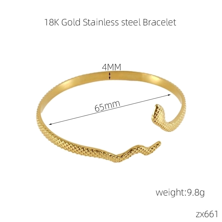 INS Style Cross Snake 304 Stainless Steel 18K Gold Plated Bangle In Bulk