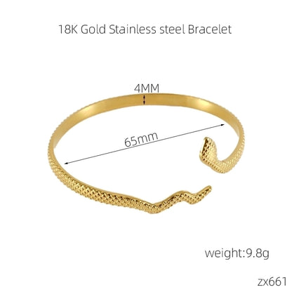 INS Style Cross Snake 304 Stainless Steel 18K Gold Plated Bangle In Bulk