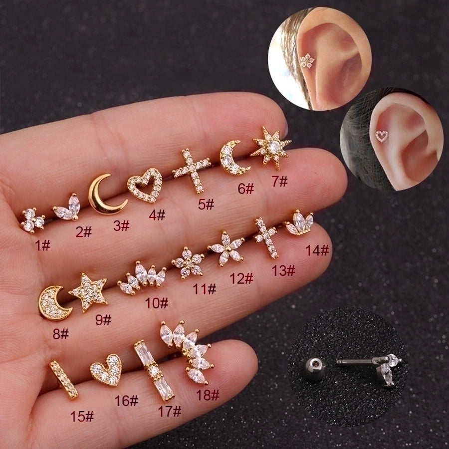 Ear Cartilage Rings & Studs Flower 316L Stainless Steel  Copper