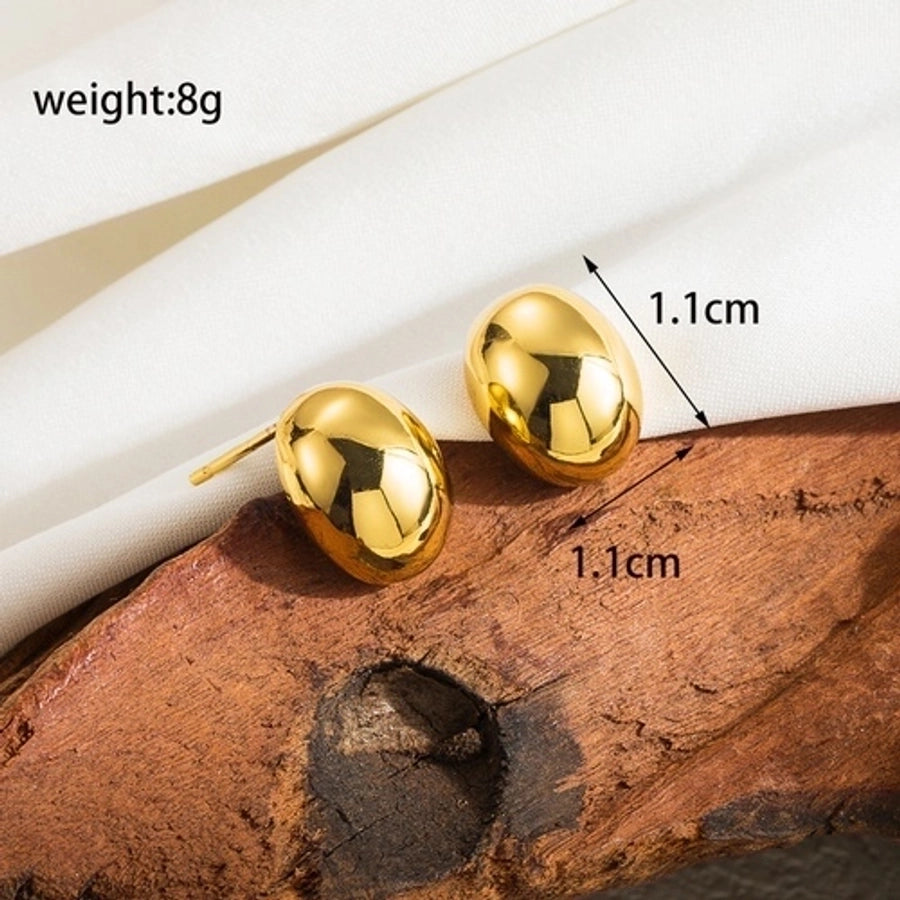 1 pair casual basic streetwear solid color plating stainless steel 18k gold plated ear studs