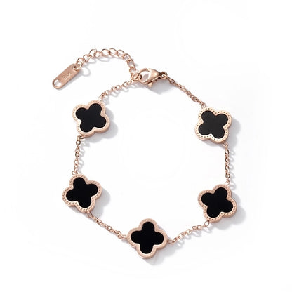 fashion four leaf clover titanium steel inlaid gold shell bracelets