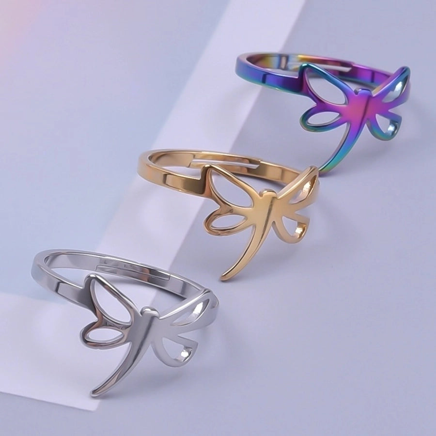 Jewelry Commute Solid Color Bow Knot 304 Stainless Steel 18K Gold Plated Plating Rings