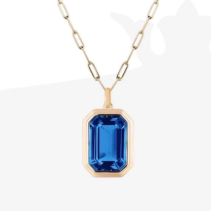 vintage style square stainless steel plating inlay zircon 18k gold plated pendant necklace