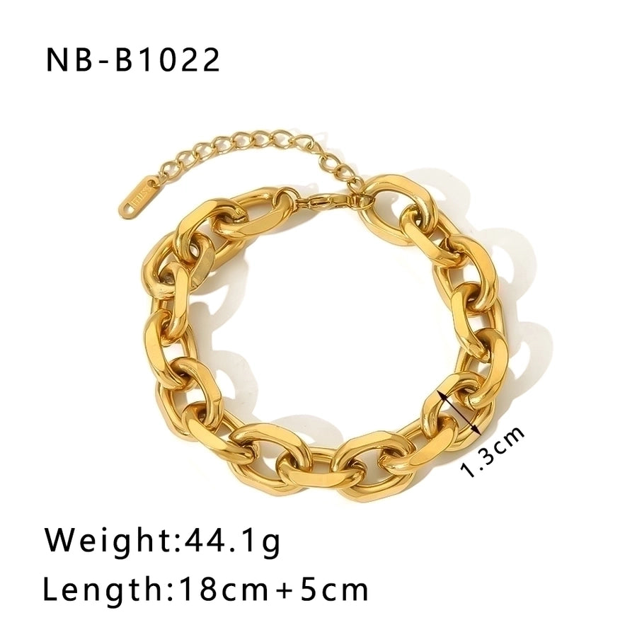 Hip-Hop Punk Classic Style Solid Color Stainless Steel 18K Gold Plated Bracelets In Bulk