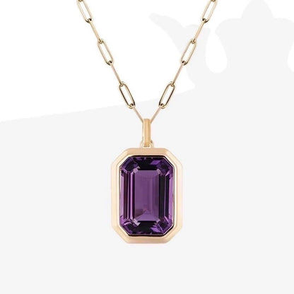 vintage style square stainless steel plating inlay zircon 18k gold plated pendant necklace