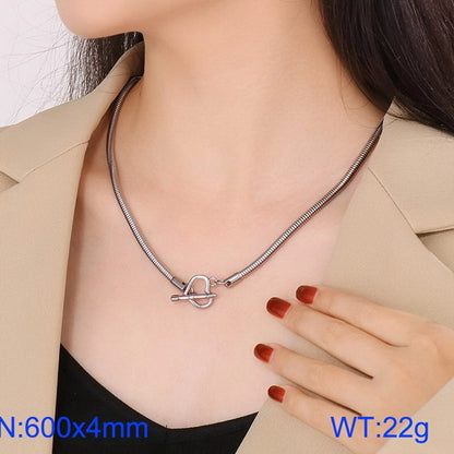 Stainless Steel Titanium Steel 18K Gold Plated Retro Cool Style Plating Heart Shape Pendant Necklace