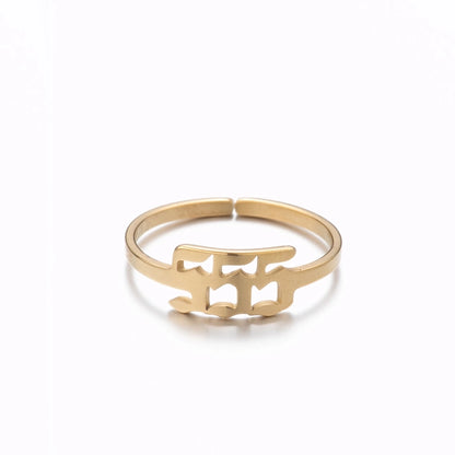 Jewelry Fashion Number 201 Stainless Steel No Inlaid 18K Gold Plated Plating Open Ring