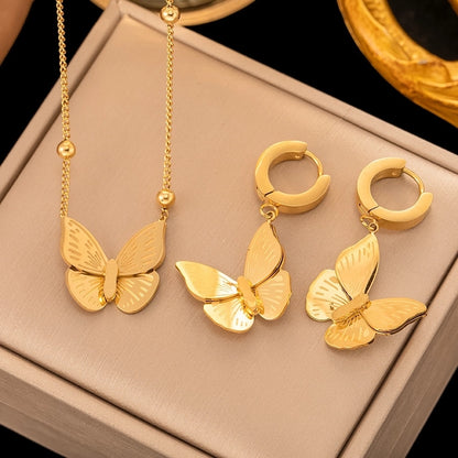 304 Stainless Steel 18K Gold Plated Retro Plating Flower Acrylic Artificial Rhinestones Resin Earrings Necklace