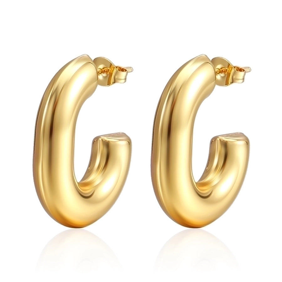 1 Pair Fashion Solid Color Plating 304 Stainless Steel 18K Gold Plated Earrings