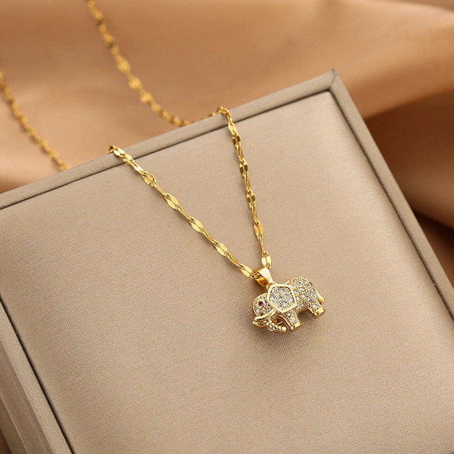 Fashion Heart Shape Peanut Windmill 304 Stainless Steel Copper Plating Inlay 18K Gold Plated White-Plated K Zircon Pendant Necklace