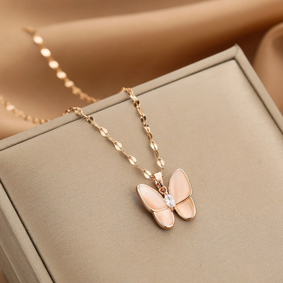 Fashion Heart Shape Peanut Windmill 304 Stainless Steel Copper Plating Inlay 18K Gold Plated White-Plated K Zircon Pendant Necklace