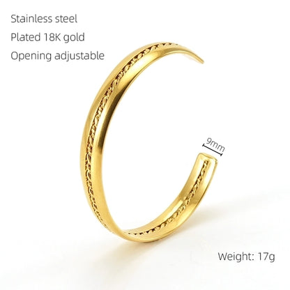 INS Style Cross Snake 304 Stainless Steel 18K Gold Plated Bangle In Bulk