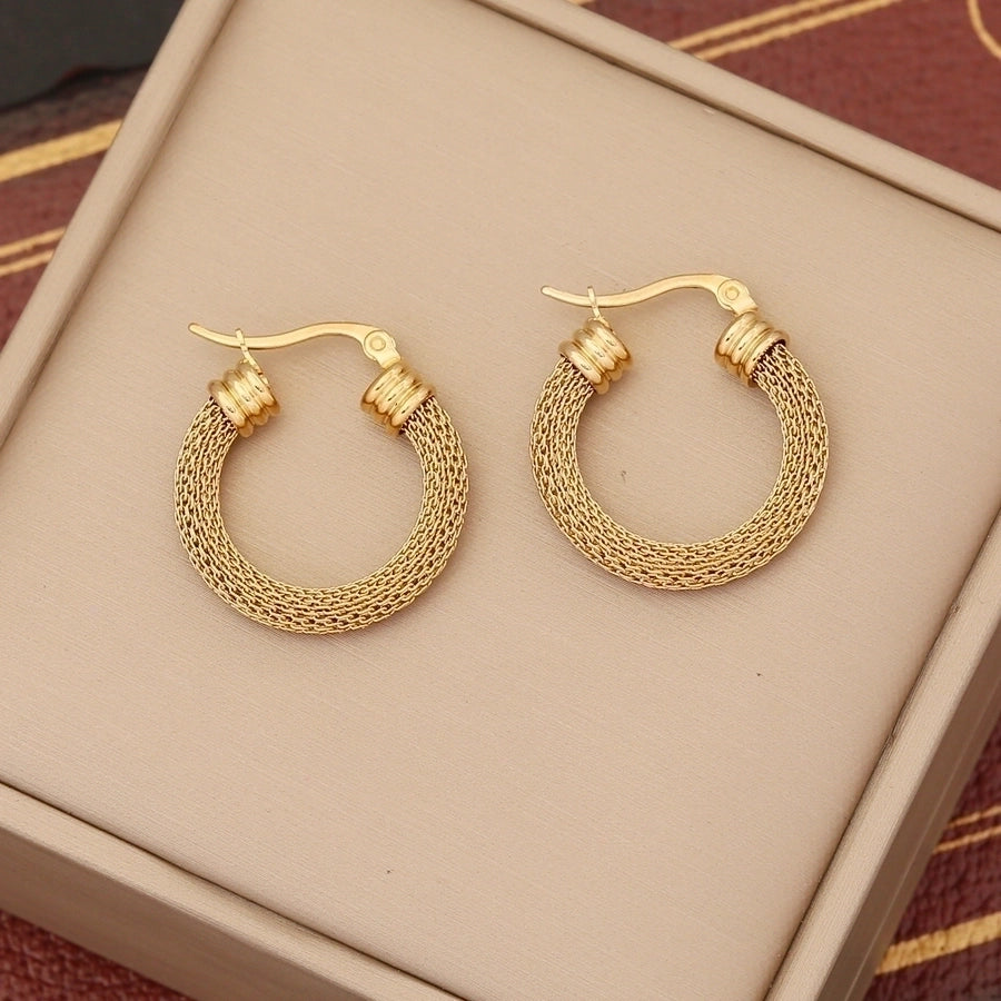 1 pair simple style u shape circle stainless steel plating hoop earrings