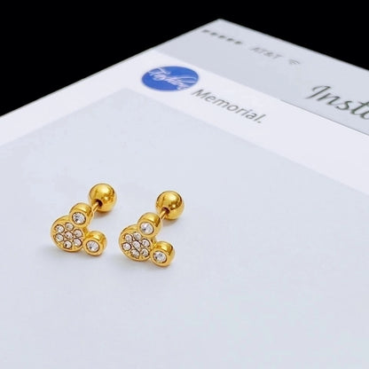 1 Pair Sweet Cross Heart Shape Snowflake Plating 304 Stainless Steel Titanium Steel 18K Gold Plated Cartilage earrings