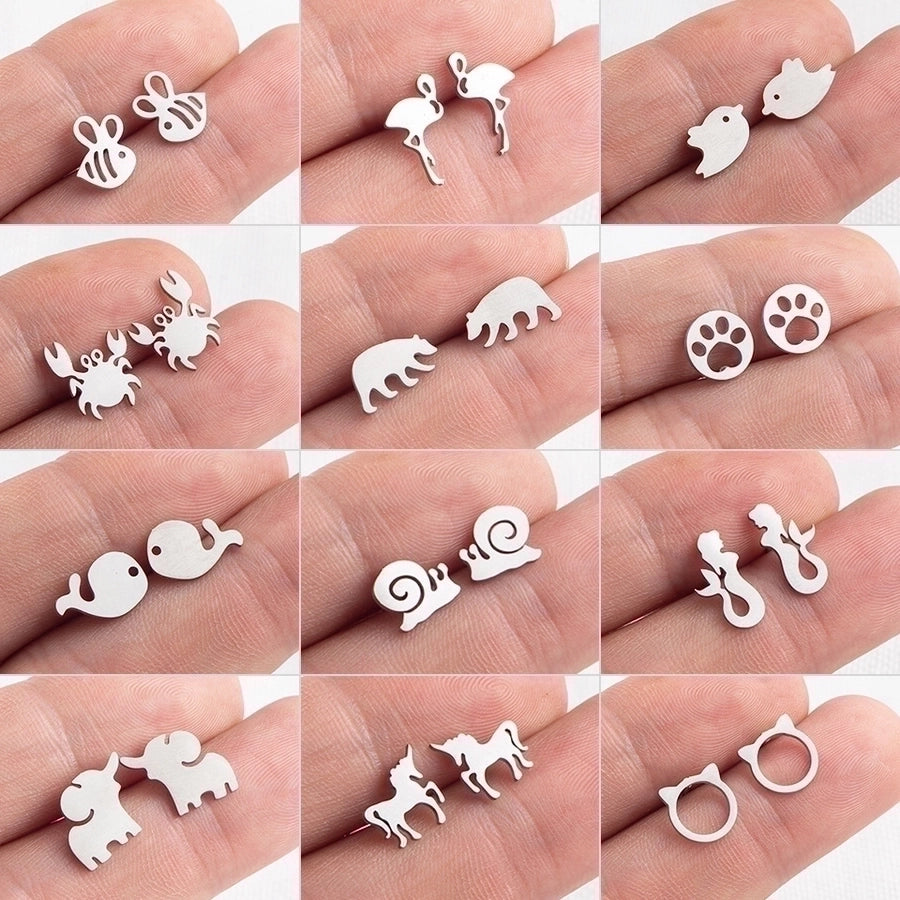 cartoon style plating stainless steel no inlaid earrings ear studs