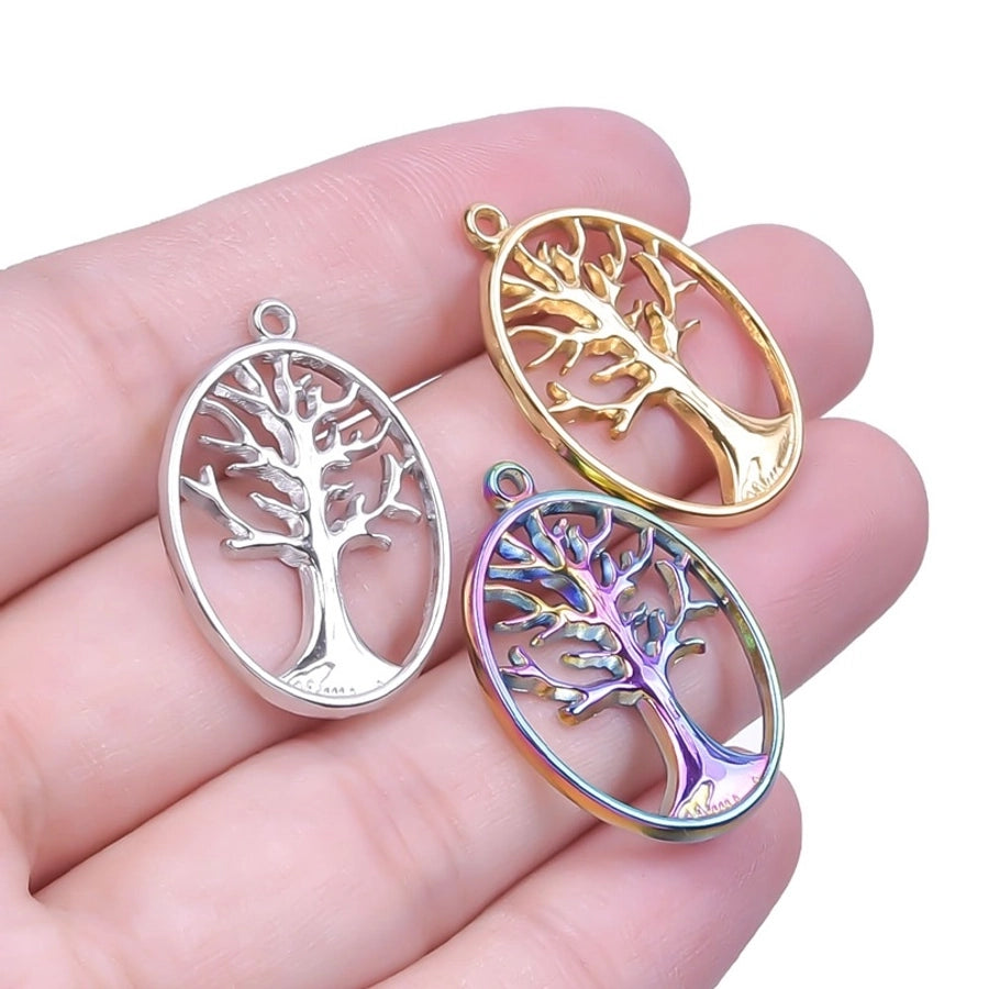 Jewelry Basic Modern Style Classic Style Life Tree 304 Stainless Steel 18K Gold Plated Plating Pendant Necklace