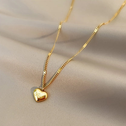 fashion simple heart-shaped pendant titanium steel necklace