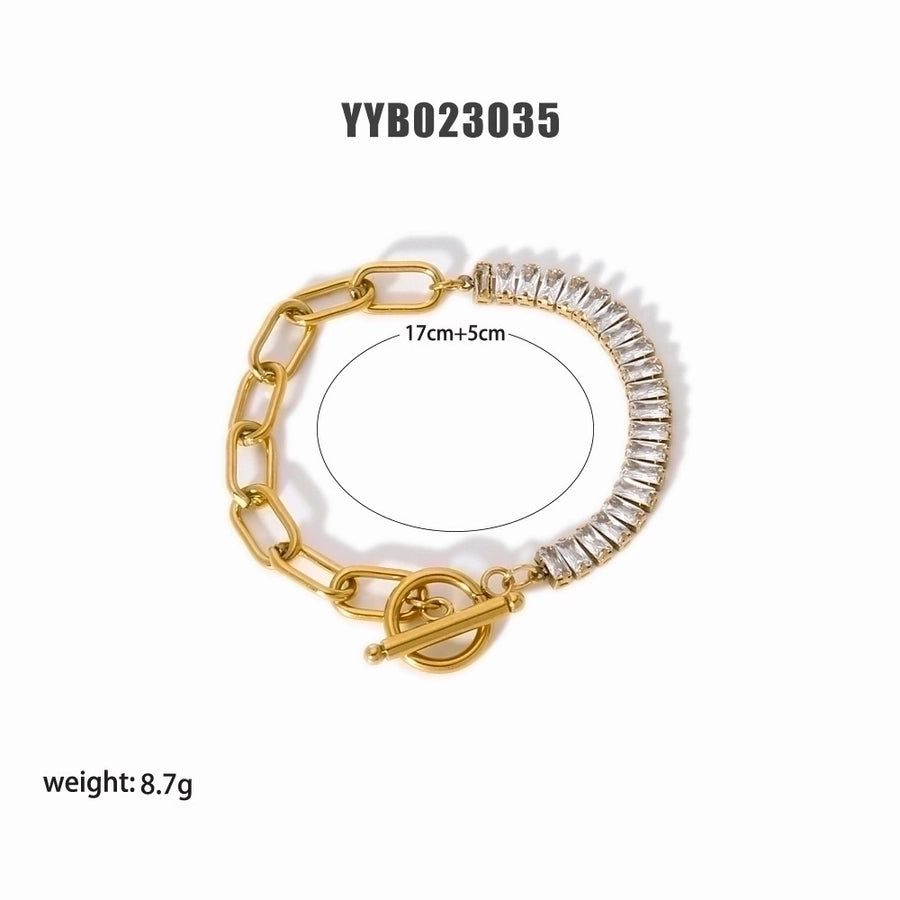 Modern Style Geometric 201 Stainless Steel 18K Gold Plated Bracelets In Bulk