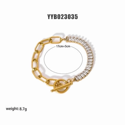 Modern Style Geometric 201 Stainless Steel 18K Gold Plated Bracelets In Bulk