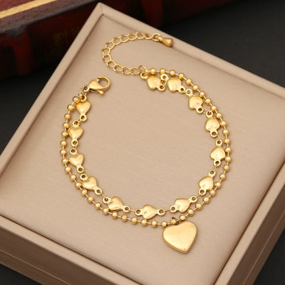 fashion heart shape stainless steel pearl plating inlay zircon bracelets earrings necklace