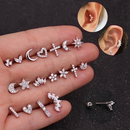 Ear Cartilage Rings & Studs Flower 316L Stainless Steel  Copper