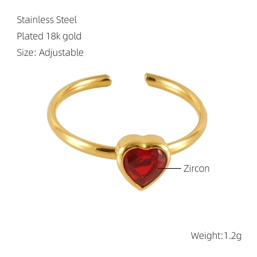 Stainless Steel 18K Gold Plated Casual Cute Plating Inlay Square Heart Shape Flower Zircon Open Ring