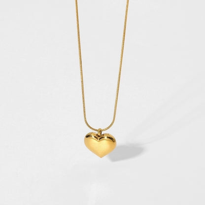 Stainless Steel Simple Style Heart Shape Pendant Necklace