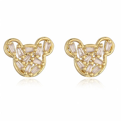 1 pair elegant streetwear heart shape butterfly plating inlay copper zircon gold plated ear studs