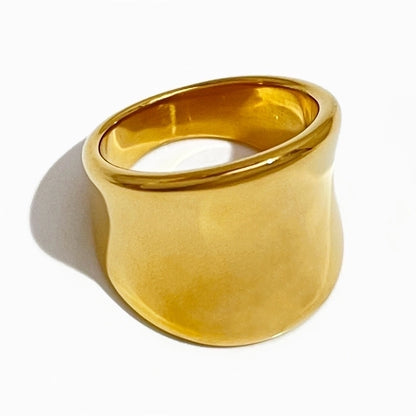 Jewelry Commute Solid Color 304 Stainless Steel 18K Gold Plated Plating Rings