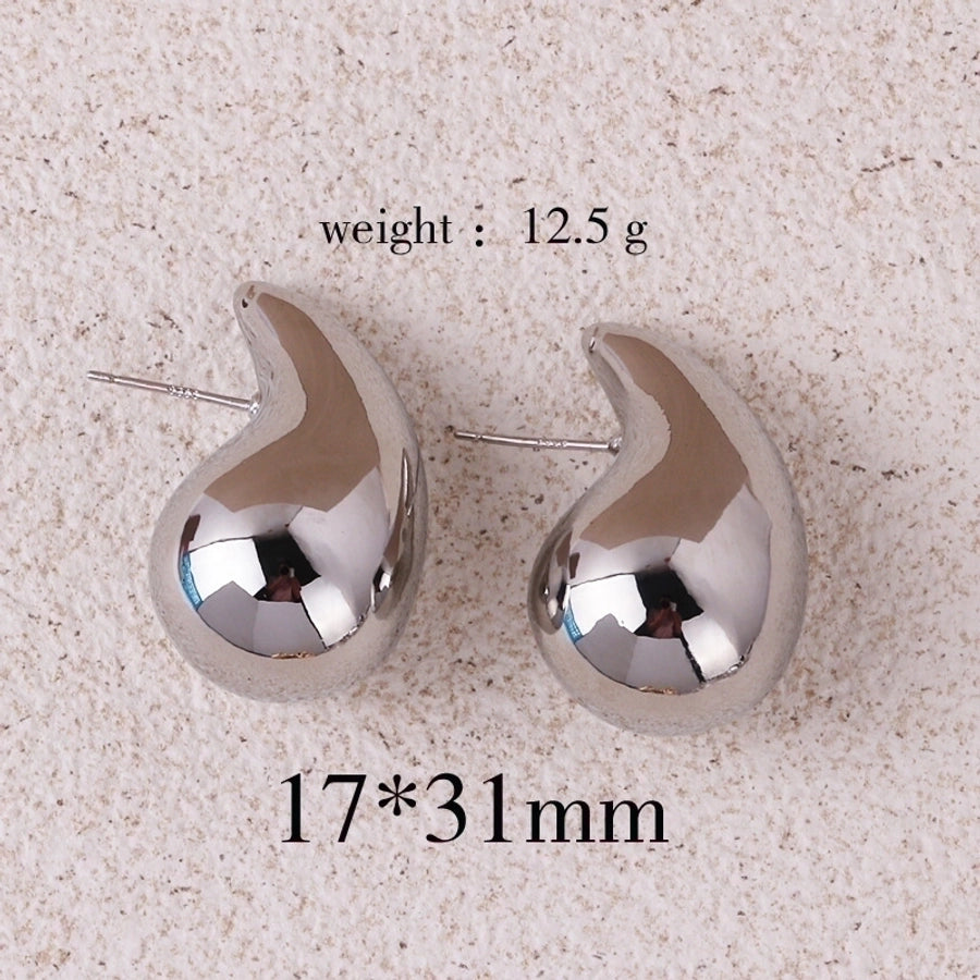 1 pair retro lady water droplets plating copper ear studs