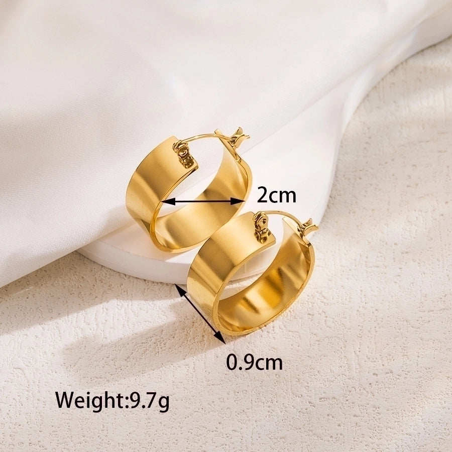 1 pair ig style basic cool style solid color plating stainless steel 18k gold plated earrings ear studs